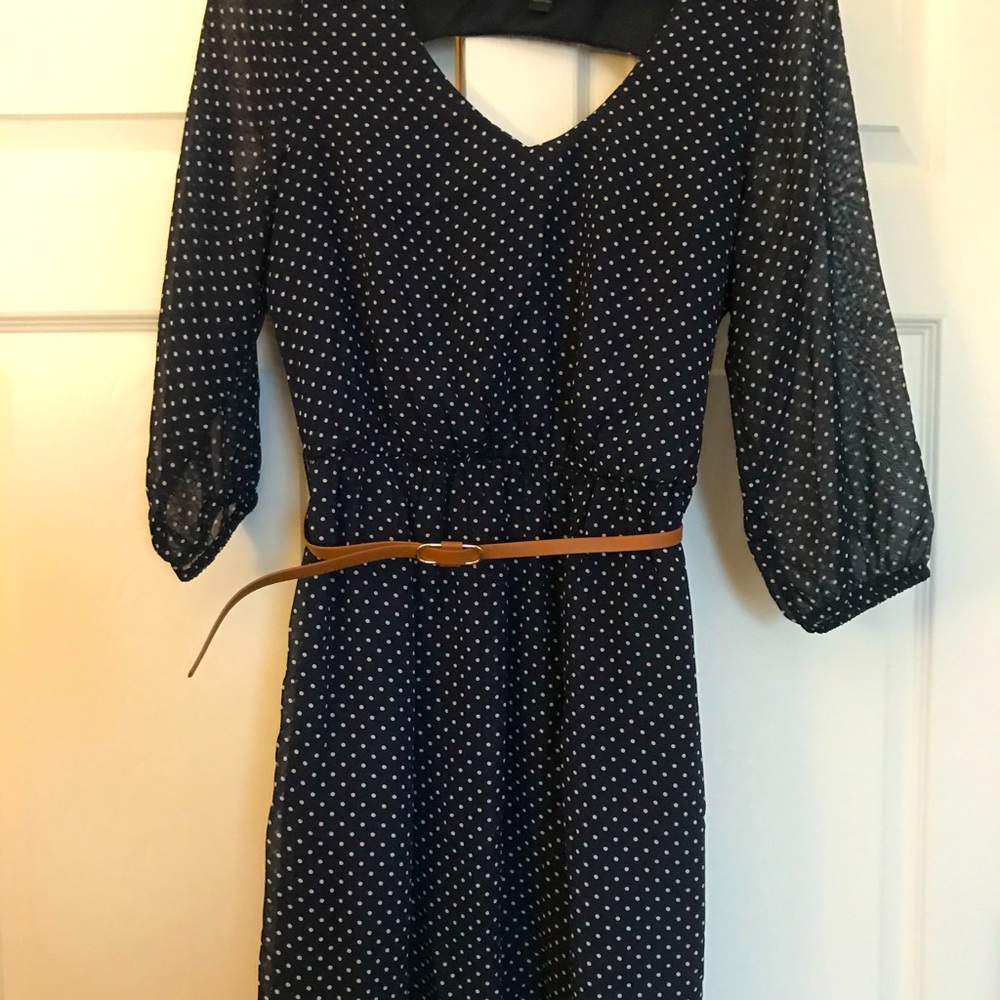 Polka dot dress with belt